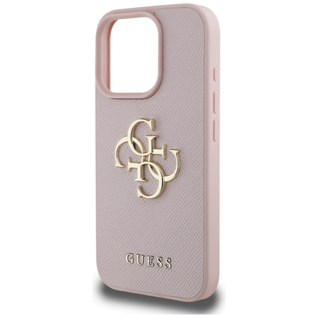Guess Grained Big 4G Logo Small Classic Logo - Etui do iPhone 16 Pro Max (różowy) (GUHCP16XPGT4MBP)