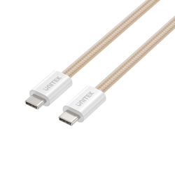 Unitek Kabel w oplocie zwijany magnetycznie USB C PD 100W beżowy 1m (C14141ACL01-1M)
