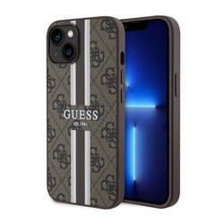 Guess 4G Printed Stripes MagSafe - Etui iPhone 14 (Brązowy) (GUHMP14SP4RPSW)
