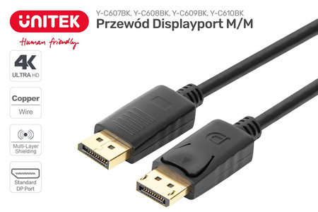 Unitek przewód Displayport M/M 5M - czarny (Y-C610BK)