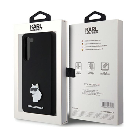 Karl Lagerfeld Silicone Choupette Metal Pin - Etui Samsung Galaxy S24+ (czarny) (KLHCS24MSMHCNPK)