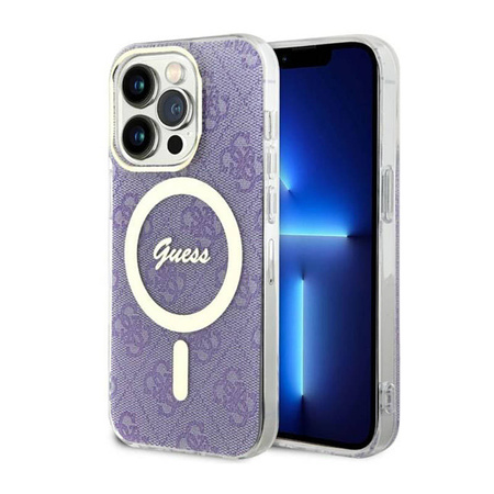 Guess 4G MagSafe - Etui iPhone 14 Pro (Purpurowy) (GUHMP14LH4STU)