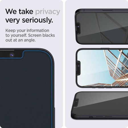 Spigen GLAS.TR EZ FIT Privacy 2-Pack - Szkło hartowane z filtrem prywatyzującym do iPhone 16e / iPhone 14 / iPhone 13 Pro / iPhone 13 2 szt (AGL03388)
