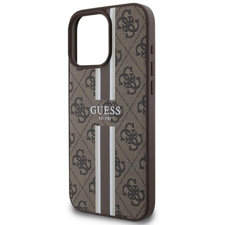 Guess 4G Printed Stripes MagSafe - Etui iPhone 16 Pro Max (brązowy) (GUHMP16XP4RPSW)