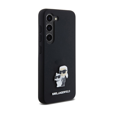 Karl Lagerfeld Silicone Karl & Choupette Metal Pin - Etui Samsung Galaxy S24 (czarny) (KLHCS24SSMHKCNPK)
