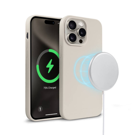 Crong Color Cover Magnetic - Etui iPhone 15 Pro MagSafe (kamienny beż) (CRGCOLRMIP1561PSTN)