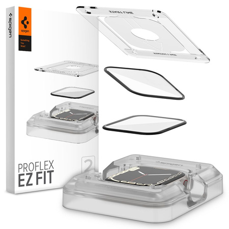 Spigen Proflex EZ FIT 2-Pack - Szkło hybrydowe do Apple Watch 8 / 7 45 mm (2 szt) (AFL04051)