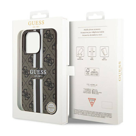 Guess 4G Printed Stripes MagSafe - Etui iPhone 13 Pro Max (Brązowy) (GUHMP13XP4RPSW)