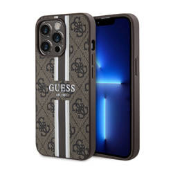 Guess 4G Printed Stripes MagSafe - Etui iPhone 13 Pro Max (Brązowy) (GUHMP13XP4RPSW)