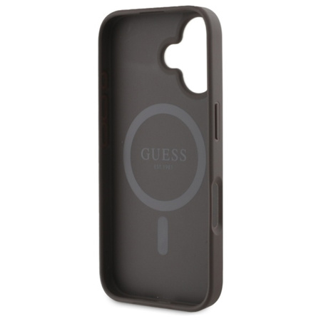 Guess Peony Script MagSafe - Etui iPhone 16 (brązowy) (GUHMP16SPGPYSW)