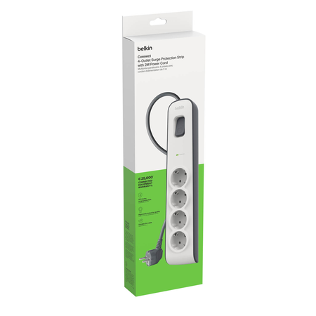 Belkin Listwa zasilająca przeciwprzepięciowa 525J, 4 gniazda Schuko, 2m (BSV400VF2M-V2)