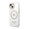 Guess Metal Outline Magsafe - Etui iPhone 14 Plus (przezroczysty / złoty) (GUHMP14MHTRMD)