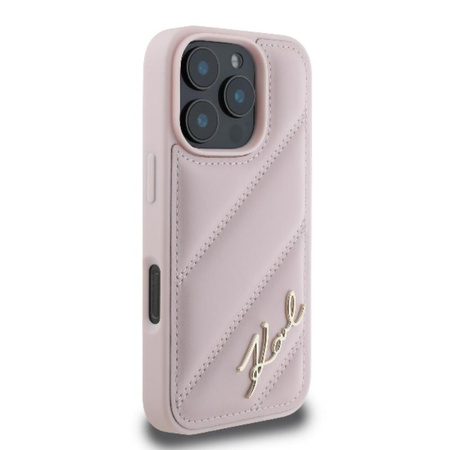 Karl Lagerfeld Quilted Signature - Etui iPhone 16 Pro (różowy) (KLHCP16LPQDSMGP)