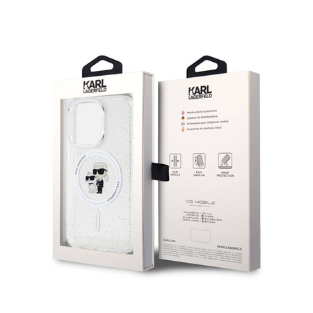 Karl Lagerfeld Karl & Choupette Glitter Magsafe - Etui iPhone 15 Pro (przezroczysty) (KLHMP15LHGKCNOT)