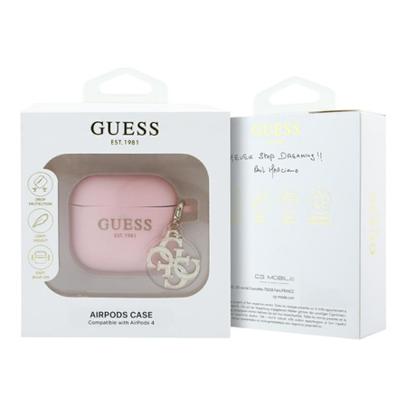Guess Silicone 4G Charm - Etui AirPods 4 (różowy) (GUA4LECG4P)