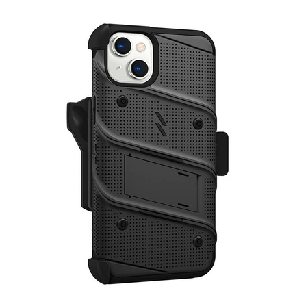 ZIZO BOLT Series - Pancerne etui iPhone 14 Plus ze szkłem 9H na ekran + uchwyt z podstawką (czarny) (BOLT-IPH14MAX-BKBK)