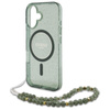 Guess IML Glitter With Pearl Strap MagSafe - Etui iPhone 16 Plus (zielony) (GUHMP16MHGCRELSA)