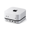 Satechi Mac Mini M4 Stand & Hub SSD - aluminiowa podstawka do Mac Mini z Hub USB-C (host USB-C 3.2 gen. 2, 2x USB-A 3.2 10Gpbs,USB-A 2.0 480Mbps, czytnik kart SD 4.0 UHS-II do 312 MB/s, kieszeń na dysk SSD NVMe) - srebrna (ST-GNMMES)