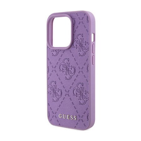 Guess Leather 4G Stamped - Etui iPhone 15 Pro Max (fioletowy) (GUHCP15XP4EPMU)