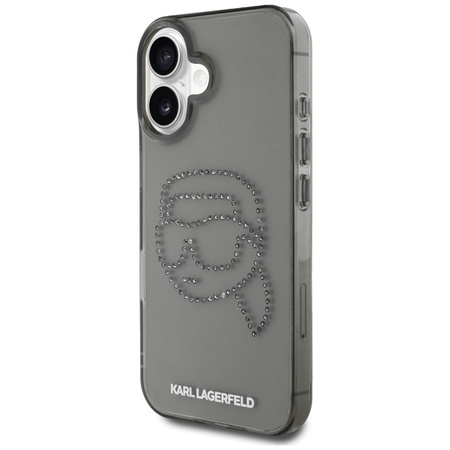 Karl Lagerfeld IML Rhinestones Karl Head - Etui do iPhone 16 (czarny) (KLHCP16SHKHDCELK)