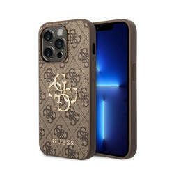 Guess 4G Big Metal Logo - Etui iPhone 15 Pro (brązowy) (GUHCP15L4GMGBR)