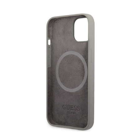 Guess Silicone Logo Plate MagSafe - Etui iPhone 13 (szary) (GUHMP13MSPLG)