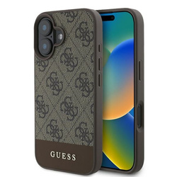 Guess 4G Bottom Stripe - Etui iPhone 16 Plus (brązowy) (GUHCP16MG4GLBR)