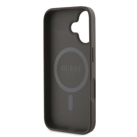 Guess 4G Ring Classic Logo MagSafe - Etui iPhone 16 Plus (brązowy) (GUHMP16MG4GFRW)
