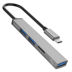 Orico Hub USB-C 3x USB-A, czytnik microSD (AH-12F-GY-BP)