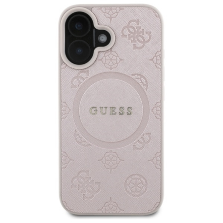 Guess Saffiano Peony Classic Logo MagSafe - Etui iPhone 16 (różowy) (GUHMP16SPSAPSMEP)
