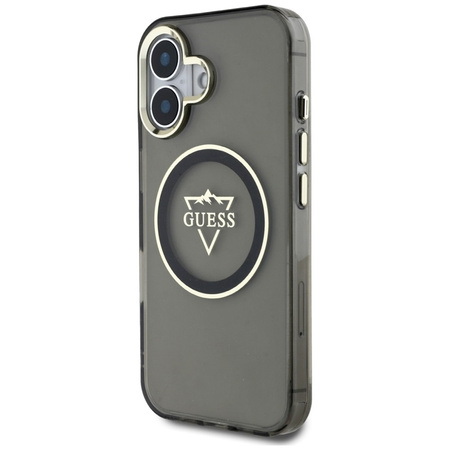 Guess IML Metal Mountain Logo MagSafe - Etui do iPhone 16 (czarny) (GUHMP16SHFGTMSLSK)