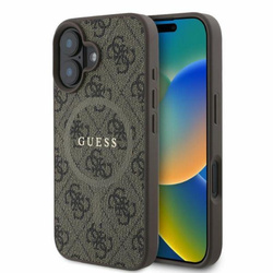 Guess 4G Ring Classic Logo MagSafe - Etui iPhone 16 (brązowy) (GUHMP16SG4GFRW)