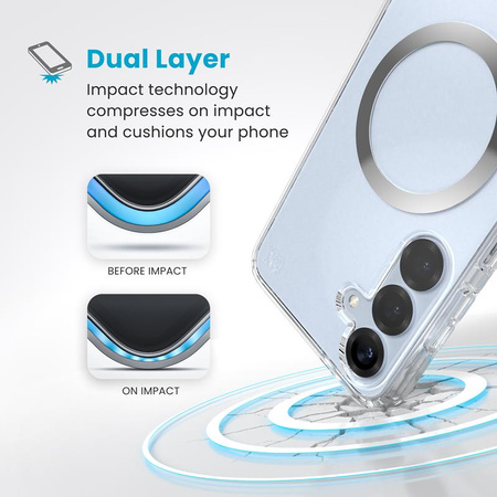 Speck Presidio Perfect-Clear Magnet - Etui Samsung Galaxy S25+ / S24+ MagSafe (Clear / Chrome Finish / Serene Silver) (150885-3199)