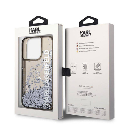 Karl Lagerfeld Liquid Glitter Translucent Elongated Logo Case – Etui iPhone 14 Pro (czarny) (KLHCP14LLCKVK)