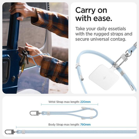 Spigen Universal Strap Set Crossbody & Wrist - Pasek do telefonu na ramię + na nadgarstek (Mute Blue) (AFA08364)