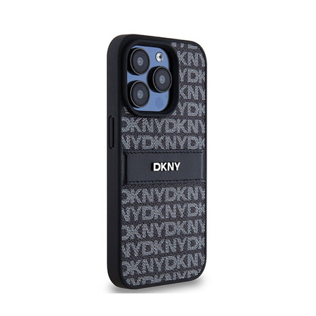 DKNY Leather Mono Stripe & Metal Logo - Etui iPhone 15 Pro Max (czarny) (DKHCP15XPRTHSLK)