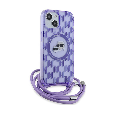 Karl Lagerfeld IML Crossbody Monogram Karl & Choupette Head MagSafe - Etui iPhone 15 / 14 / 13 (fioletowy) (KLHMP15SHCKCKLCU)