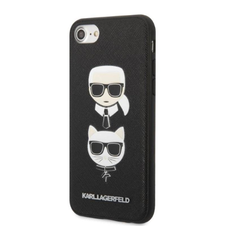 Karl Lagerfeld Saffiano Karl & Choupette Heads - Etui iPhone SE 2022 / SE 2020 / 8 / 7 (czarny) (KLHCI8SAKICKCBK)