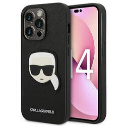 Karl Lagerfeld Saffiano Karl Head Patch Case – Etui iPhone 14 Pro Max (czarrny) (KLHCP14XSAPKHK)