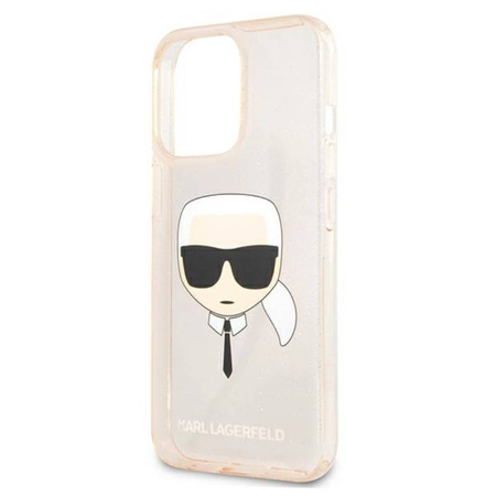 Karl Lagerfeld Karl’s Head Glitter - Etui iPhone 13 Pro (złoty) (KLHCP13LKHTUGLGO)