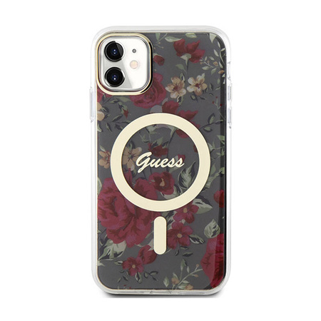 Guess Flower MagSafe - Etui iPhone 11 (Zielony) (GUHMN61HCFWSA)
