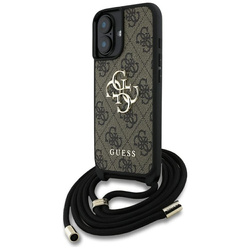 Guess 4G Big Logo Cord Strap Crossbody - Etui do iPhone 16 Plus (brązowy) (GUHCP16MP4GMGCRW)