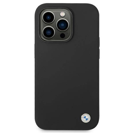 BMW Liquid Silicone Case Metal Logo – Etui iPhone 14 Pro Max (Czarny) (BMHCP14XSILBK)