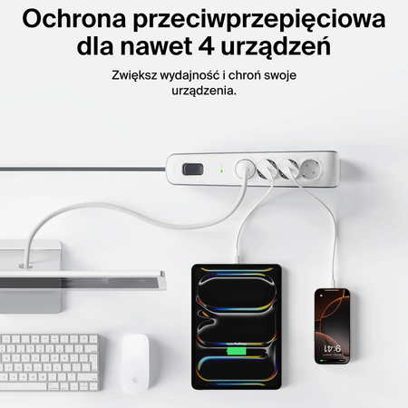 Belkin Listwa zasilająca przeciwprzepięciowa 525J, 4 gniazda Schuko, 2m (BSV400VF2M-V2)