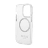 Guess Metal Outline MagSafe - Etui iPhone 14 Pro Max (przezroczysty / srebrny) (GUHMP14XHTRMS)