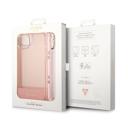 Guess Translucent Pearl Strap - Etui iPhone 14 Plus (różowy) (GUHCP14MHGCOHP)