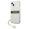 Guess 4G Stripe Brown Charm - Etui iPhone 13 mini (przezroczysty) (GUHCP13SKB4GBR)