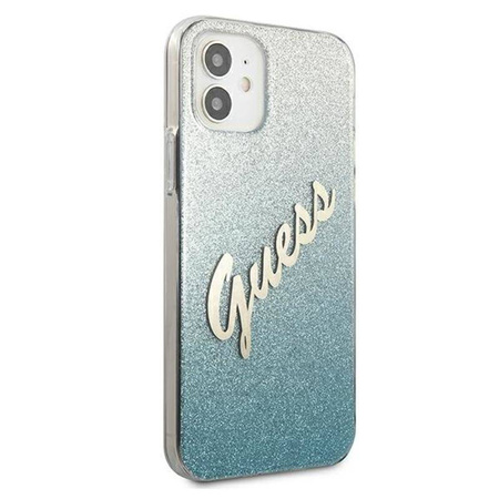 Guess Glitter Gradient Script - Etui iPhone 12 mini (niebieski) (GUHCP12SPCUGLSBL)