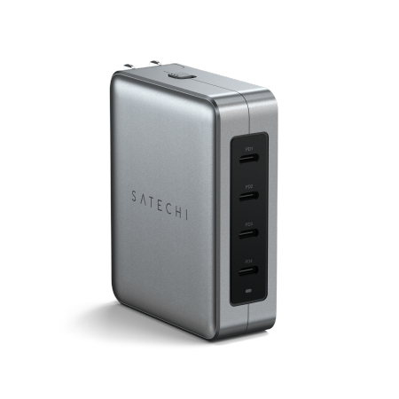 Satechi 4-Port GaN Travel Charger - ładowarka podróżna 145W  z 4 adapterami do gniazdek - US, UK, EU, AS (4x USB-C) (ST-W145GTM)