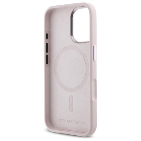 Karl Lagerfeld Silicone Shadow Metal Initial MagSafe - Etui iPhone 16 (różowy) (KLHMP16SSCMKMPCP)